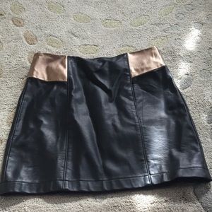 Black and bronze pleather mini skirt